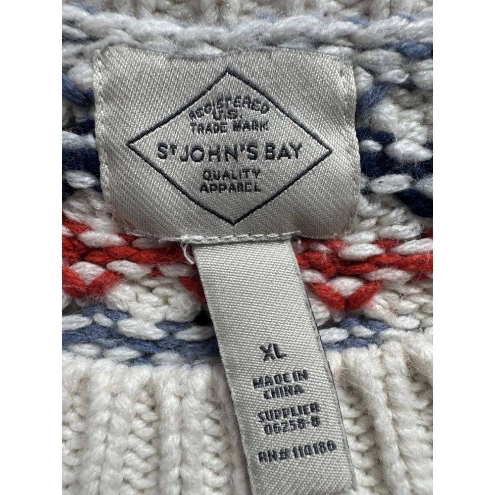 St. John’s Bay Chunky Knit Sweater XL Multicolored Striped Grandpa Style Retro - Picture 7 of 8